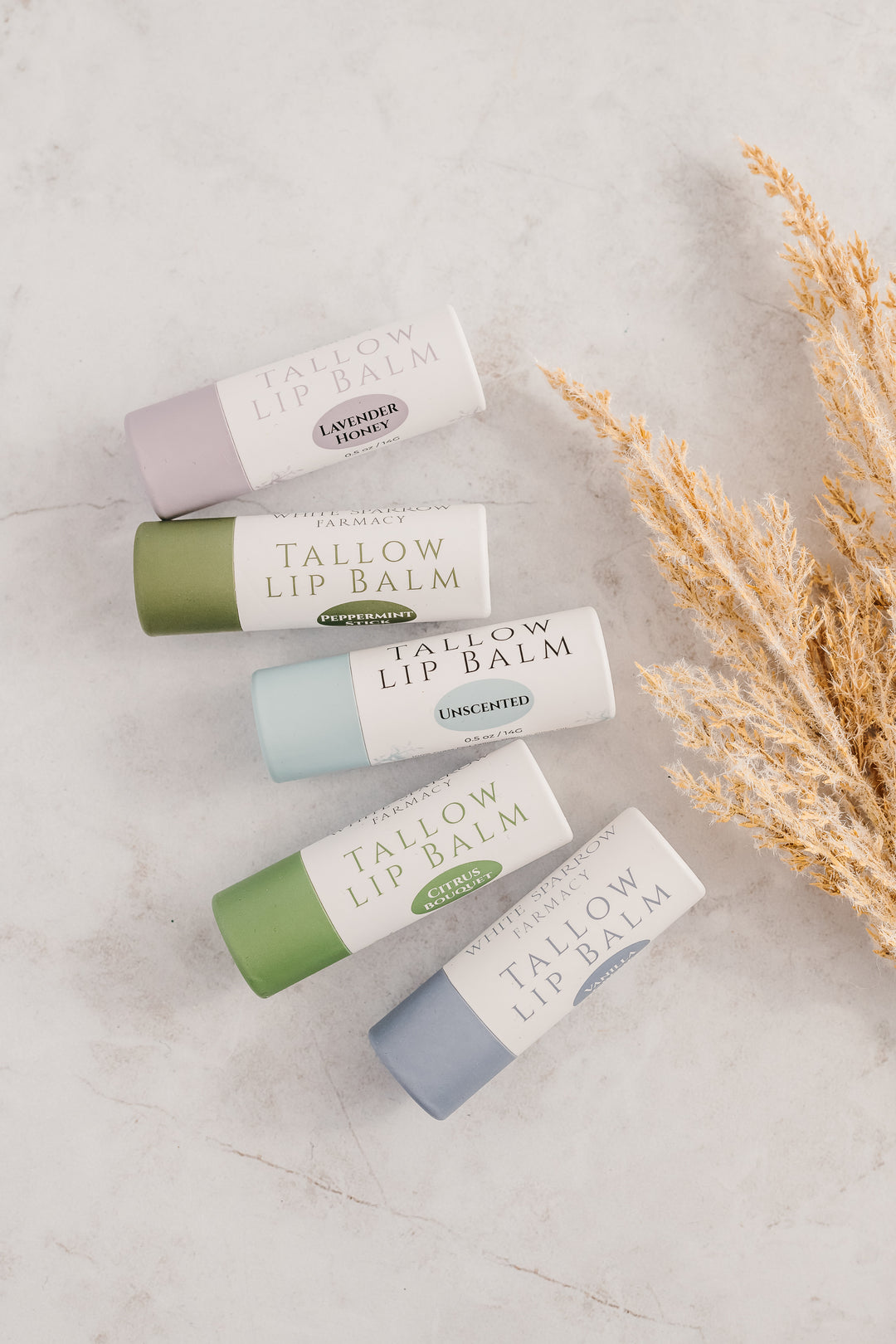 White Sparrow grass-fed tallow lip balm collection