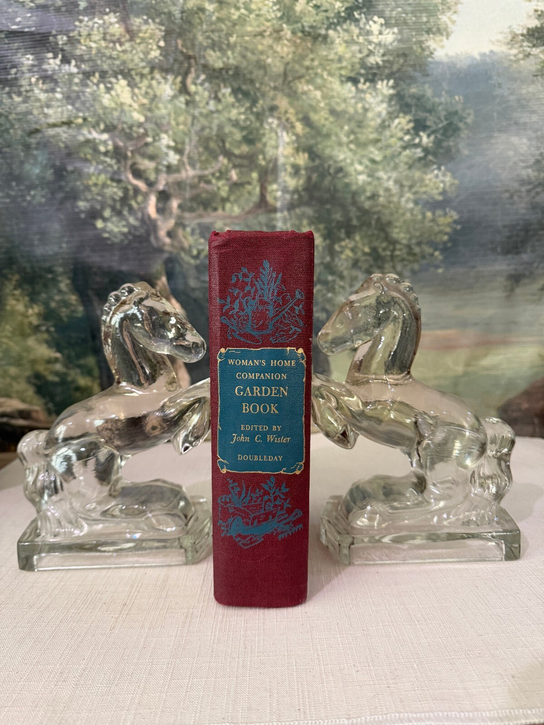 Clear Glass Horse Bookends