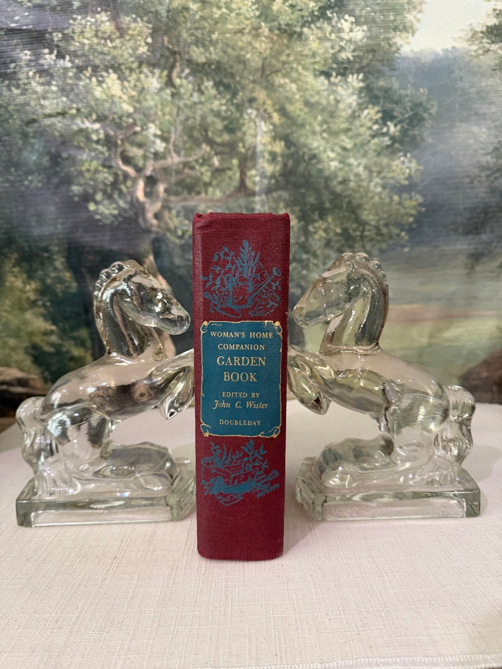 Clear Glass Horse Bookends