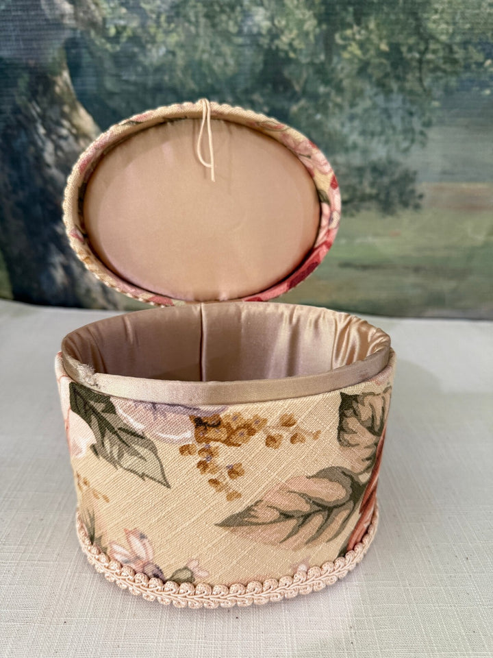 Floral Fabric Round Keepsake Box