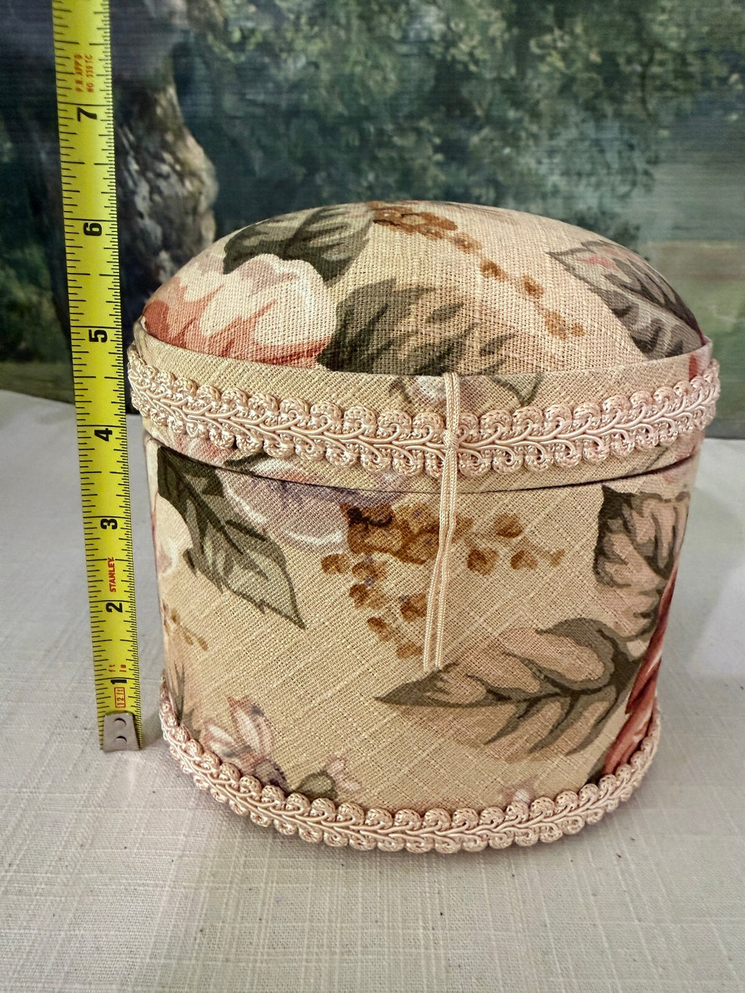 Floral Fabric Round Keepsake Box