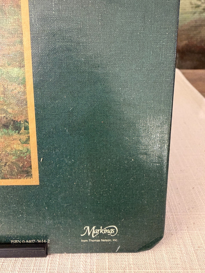 Green padded lap desk with horse and hounds scene