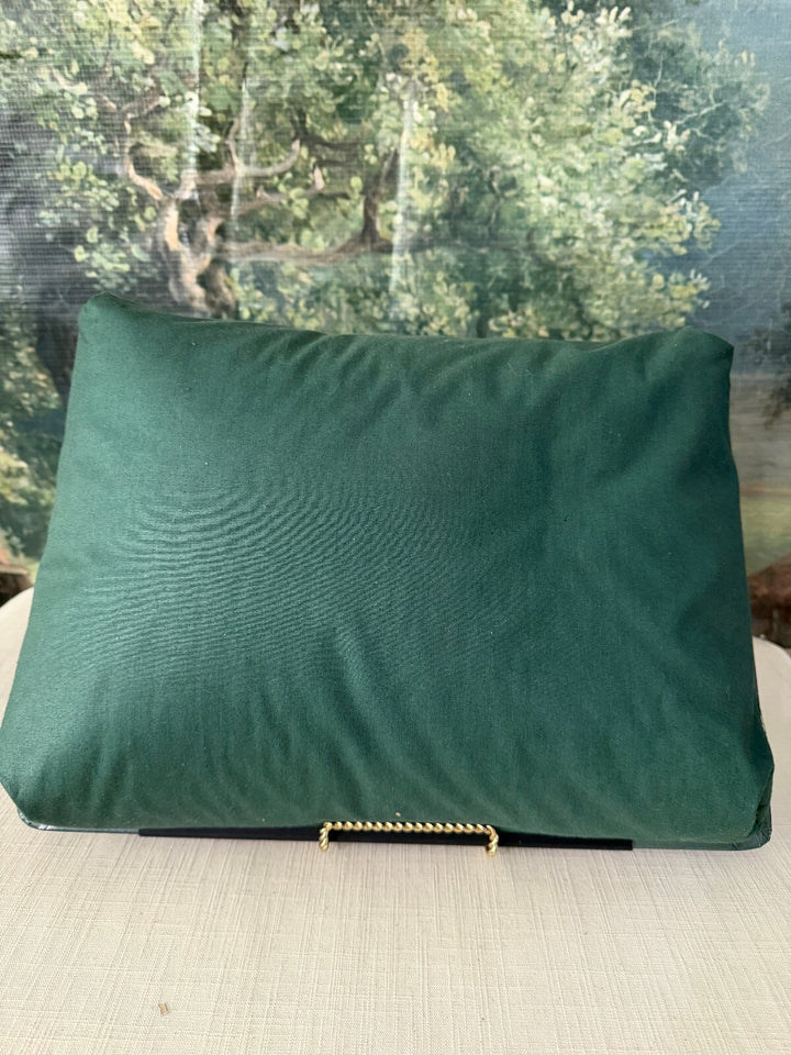 Green padded lap desk with horse and hounds scene