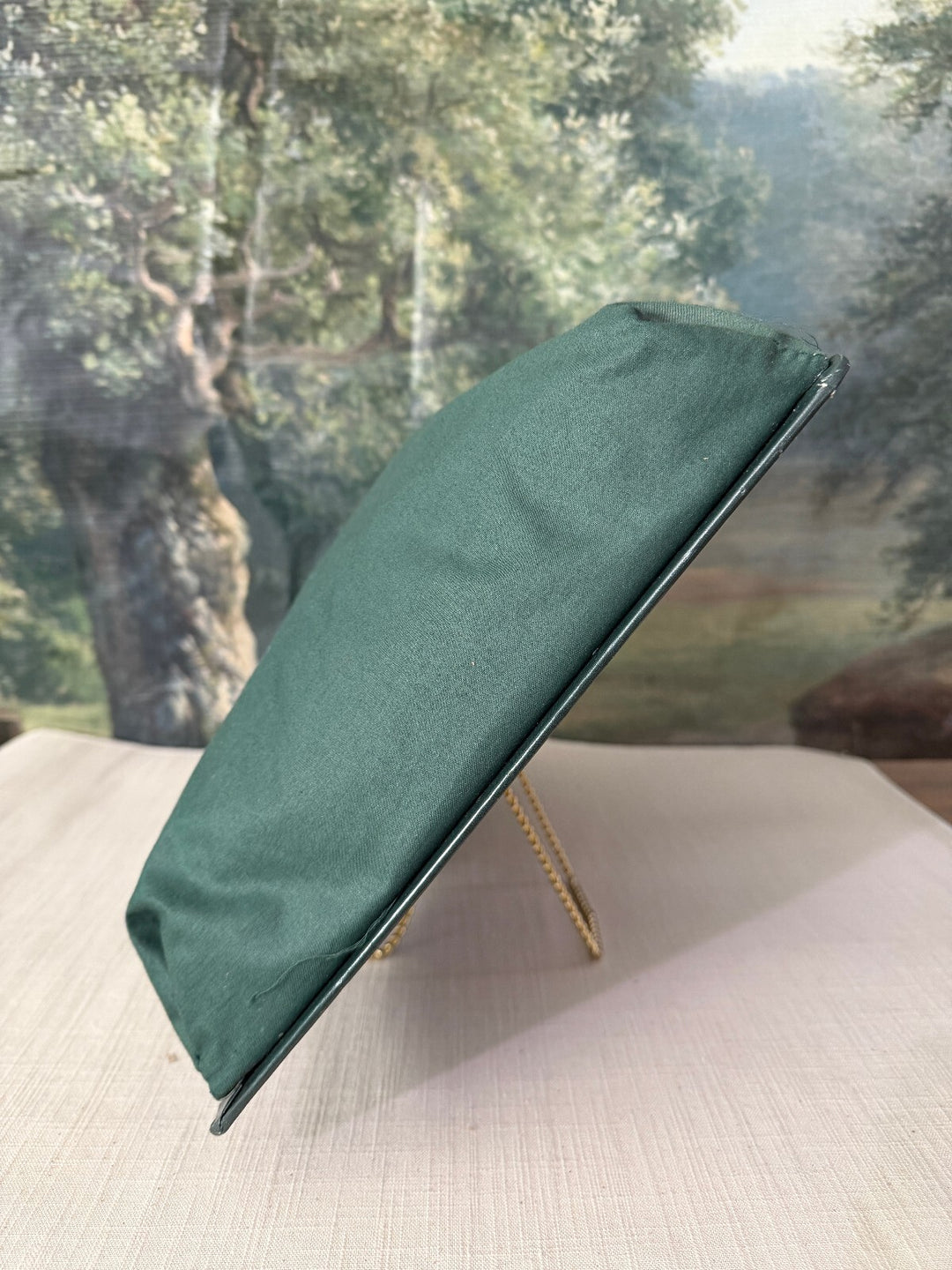 Green padded lap desk with horse and hounds scene