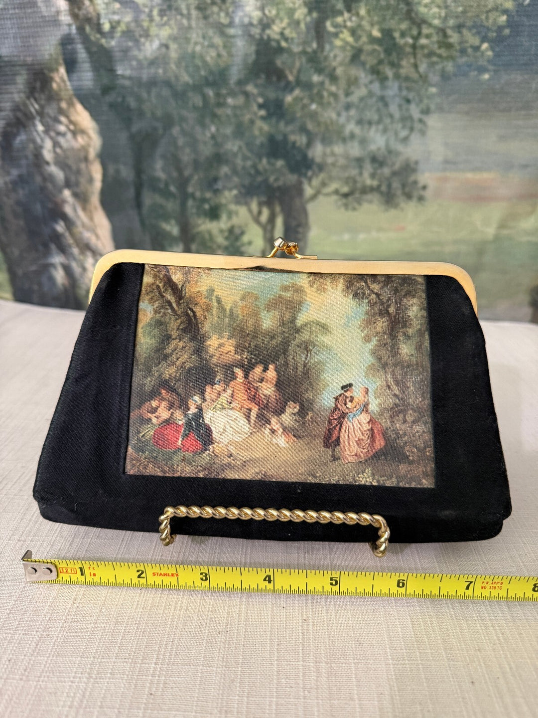 Black Clutch Purse with Romantic Scene