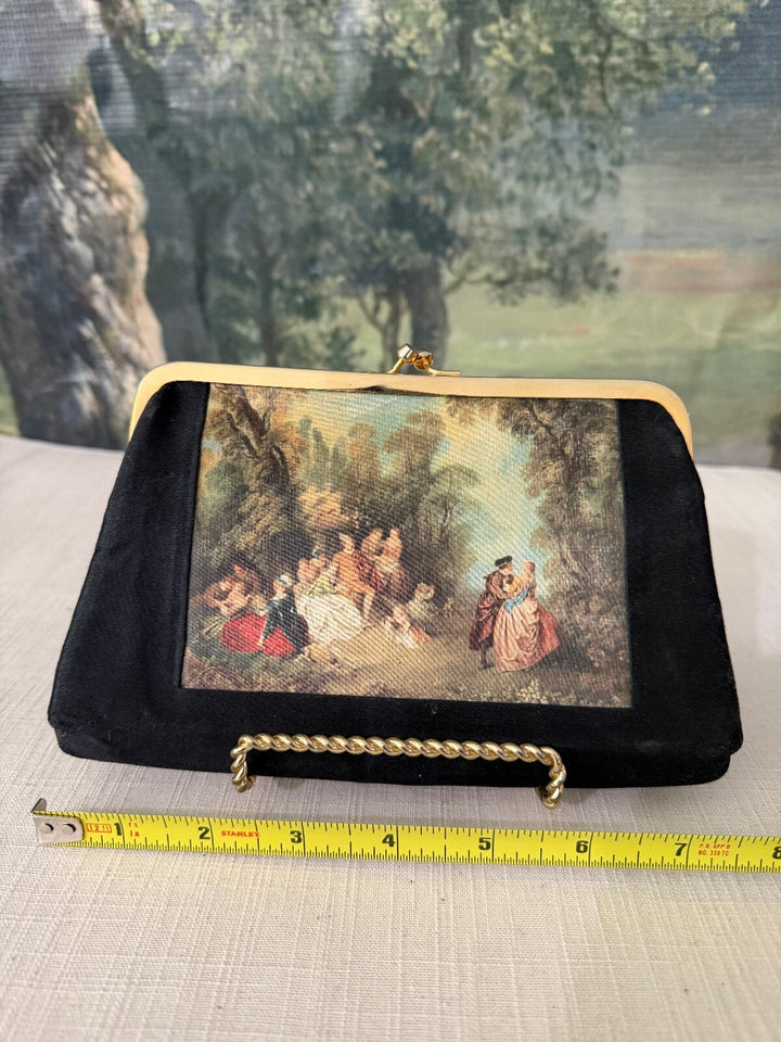 Black Clutch Purse with Romantic Scene