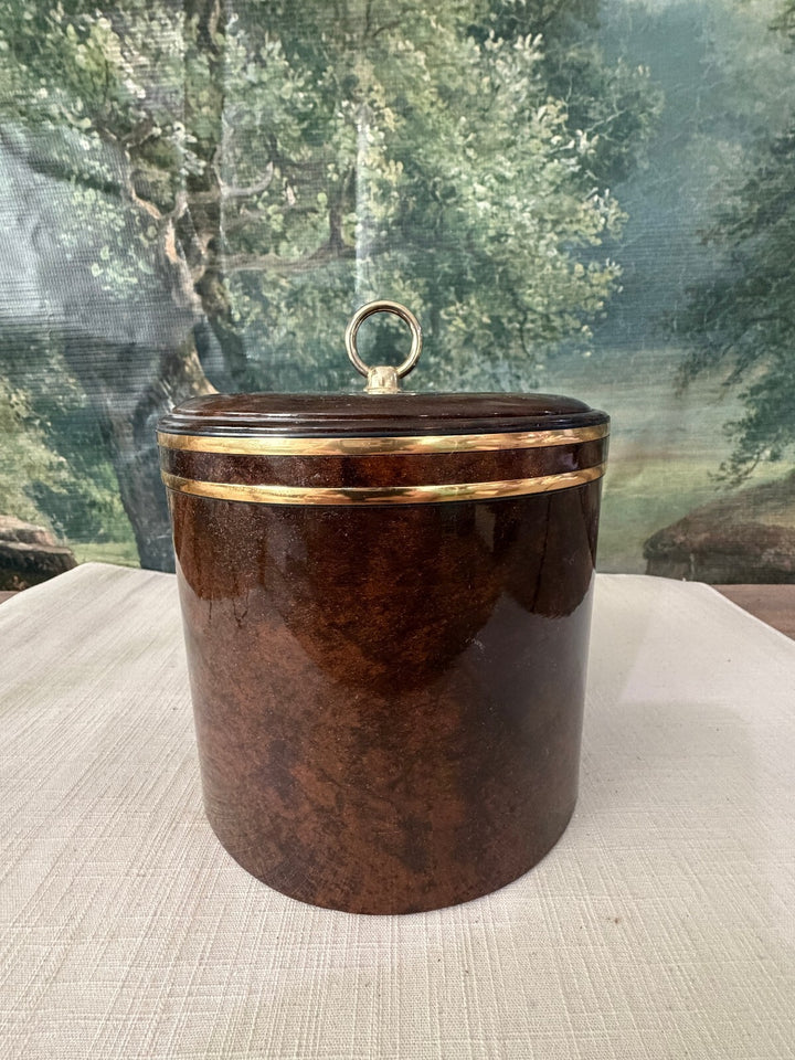 Vintage Ice Bucket, Brown Lidded Canister