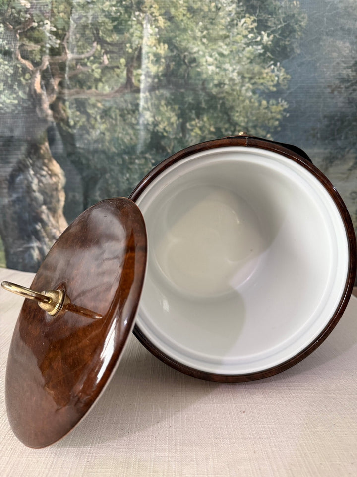Vintage Ice Bucket, Brown Lidded Canister