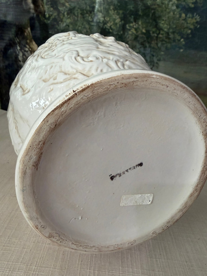 White relief ceramic vase