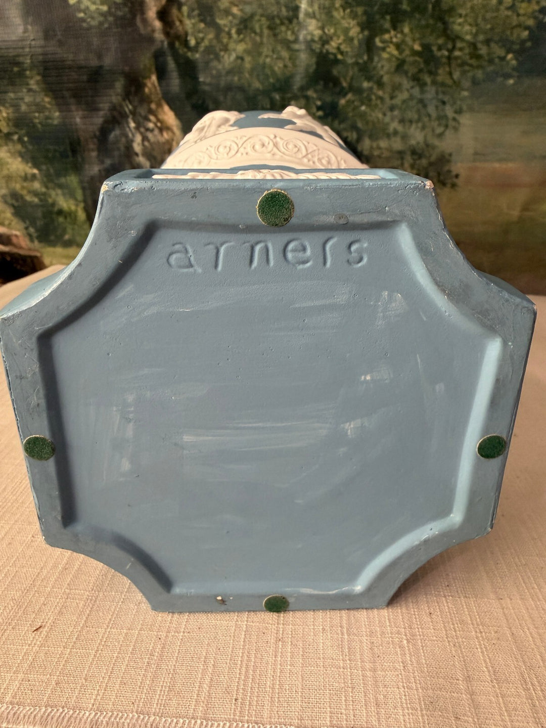 Blue and white classical relief vase