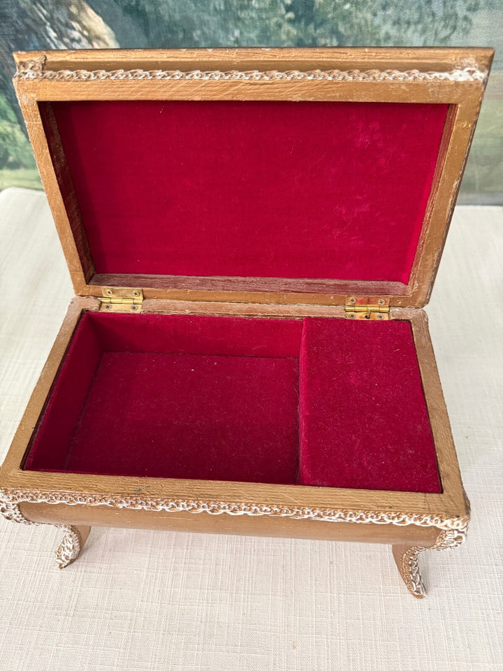 Footed trinket box with ballerina scene