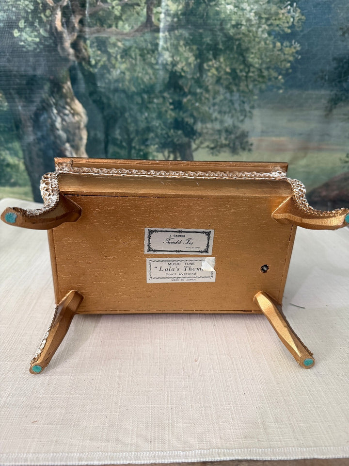 Footed trinket box with ballerina scene
