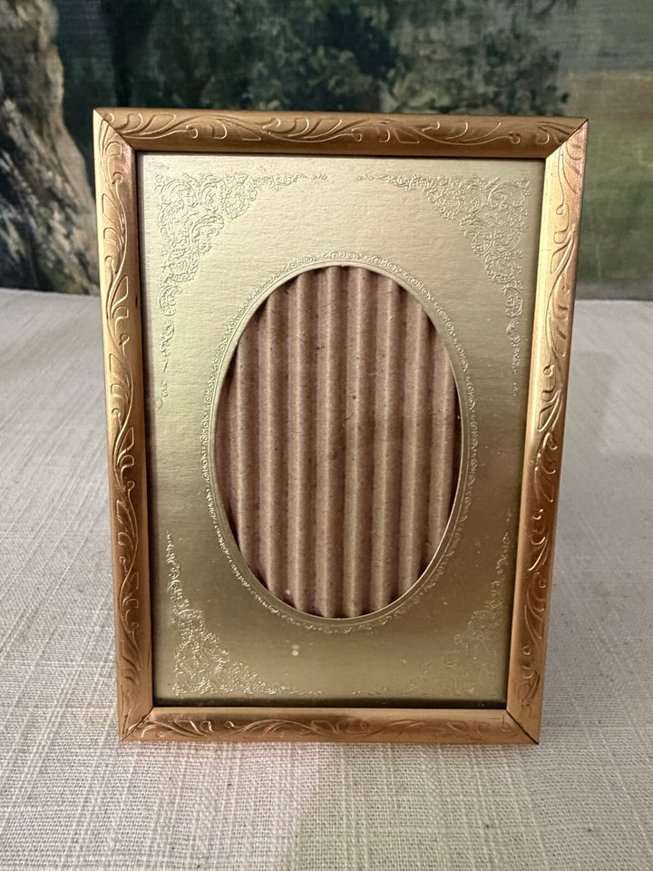 Embossed gold rectangular picture frame