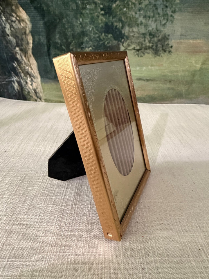 Embossed gold rectangular picture frame