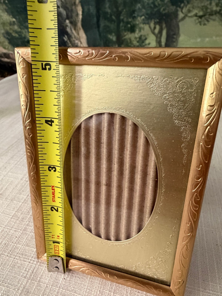 Embossed gold rectangular picture frame