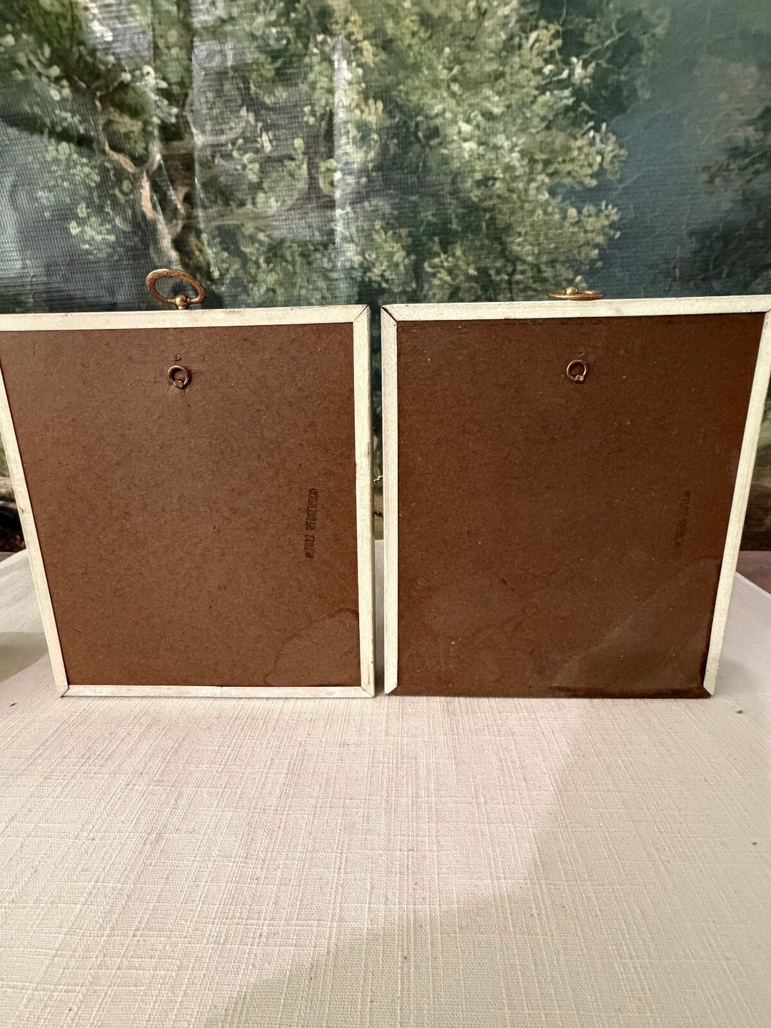 Blue and white relief wall plaques set of 2