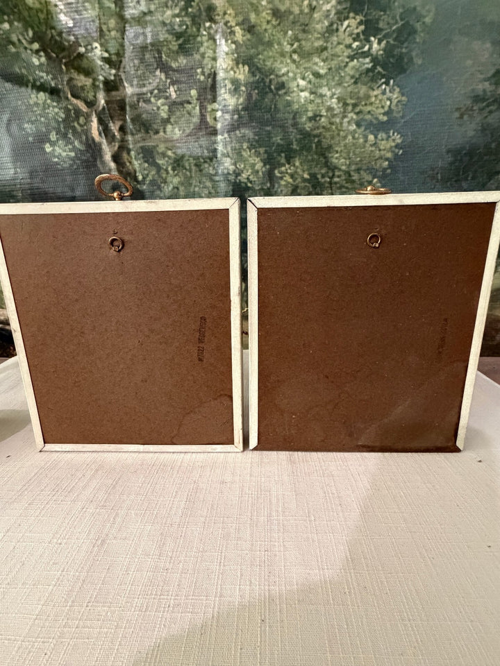 Blue and white relief wall plaques set of 2