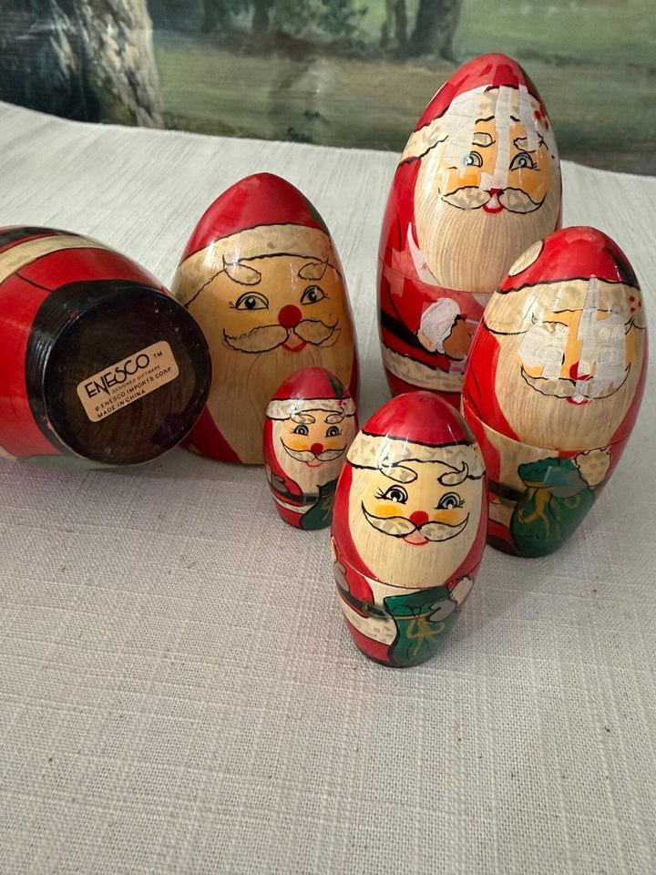 Red Santa nesting dolls set