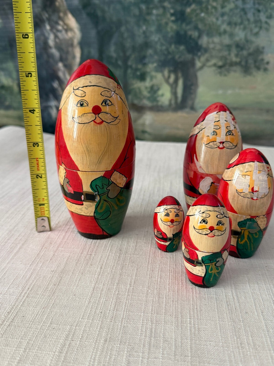 Red Santa nesting dolls set