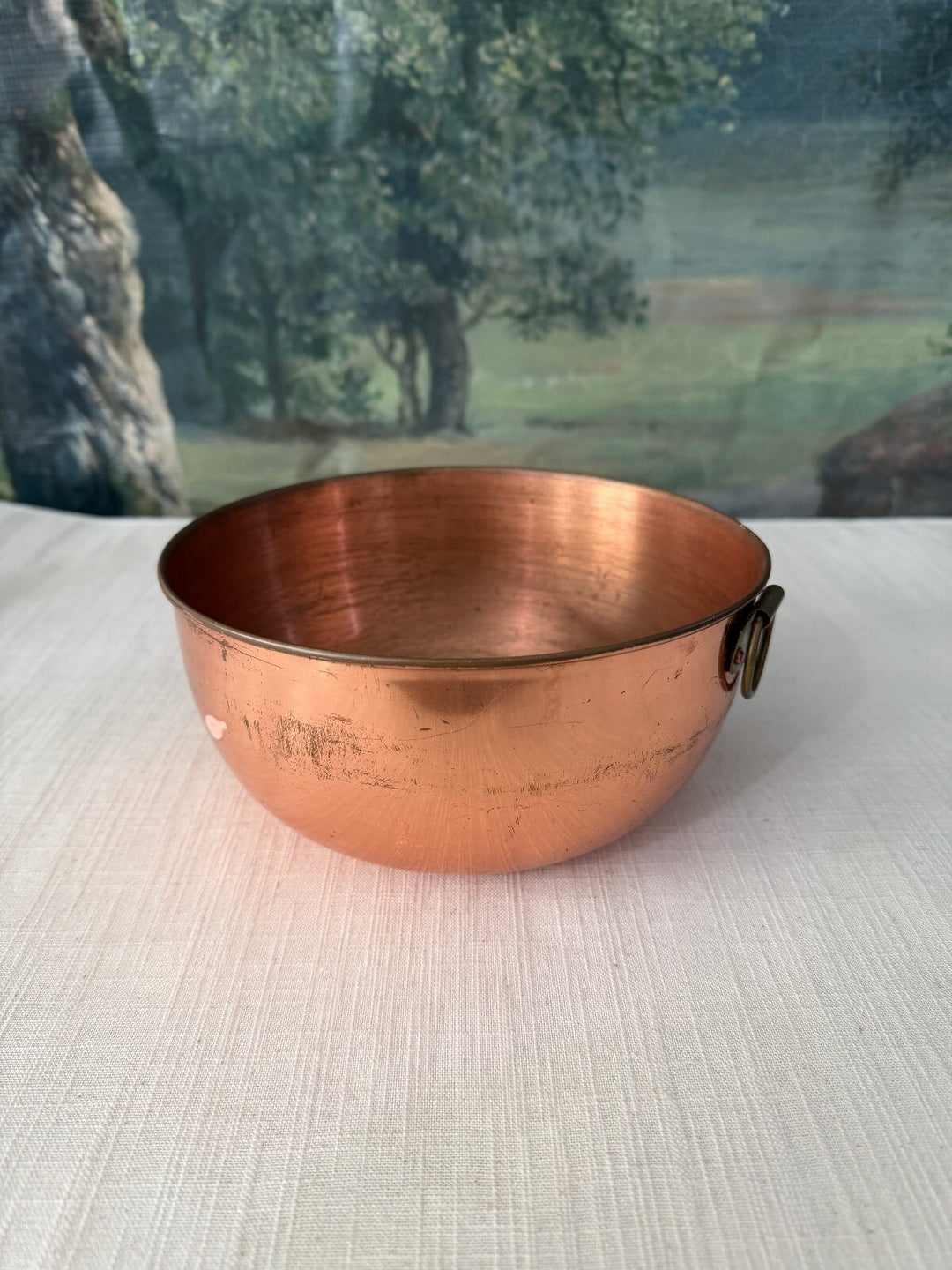 Copper bowl with ring handle