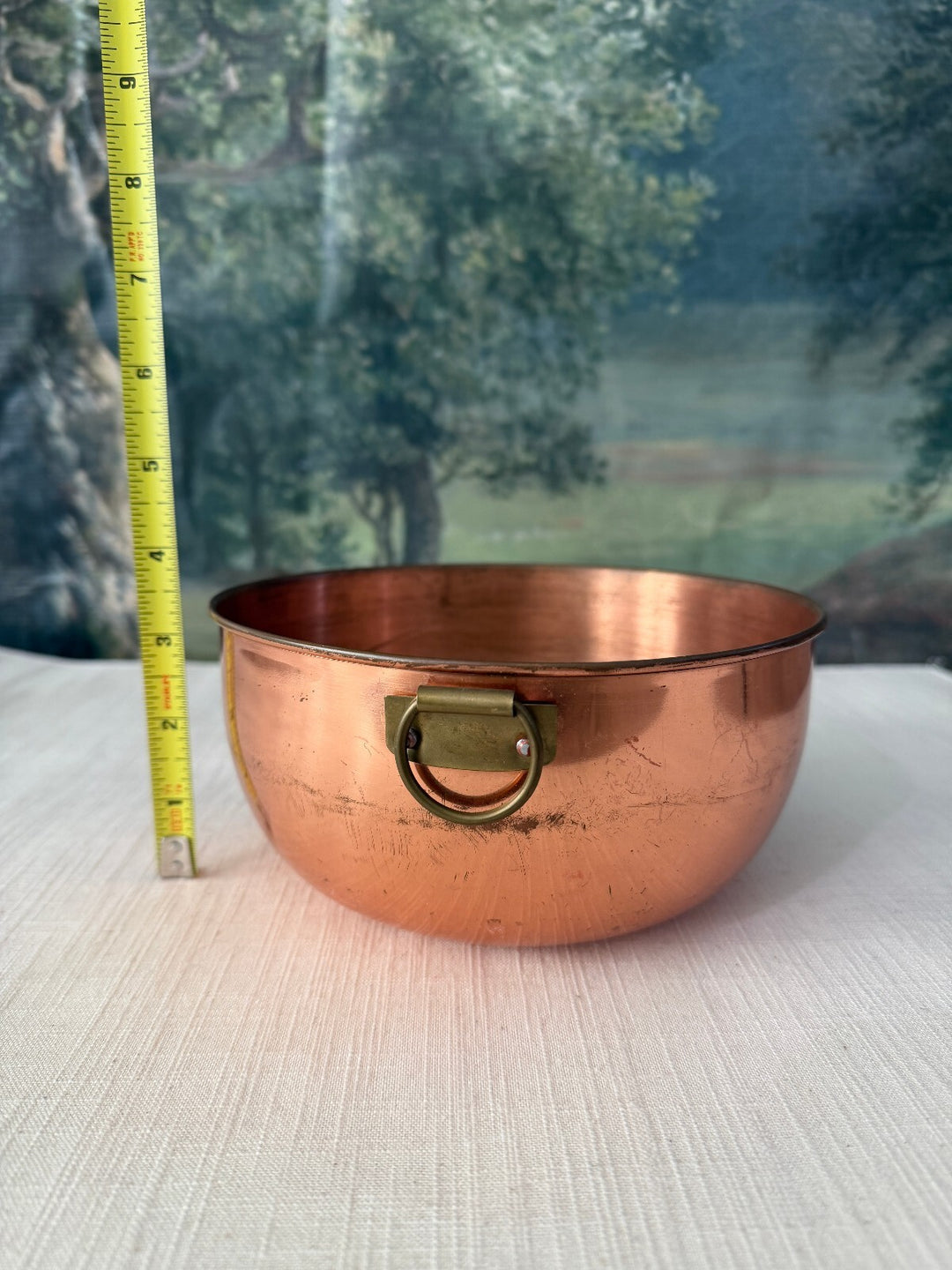 Copper bowl with ring handle