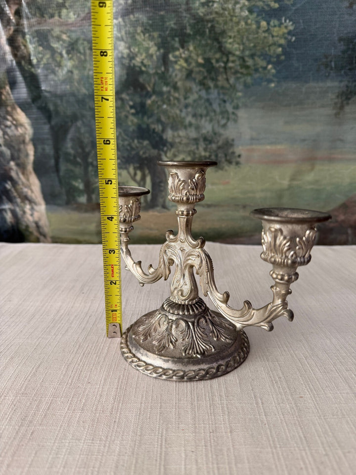 Silver Tone 3 Arm Candelabra