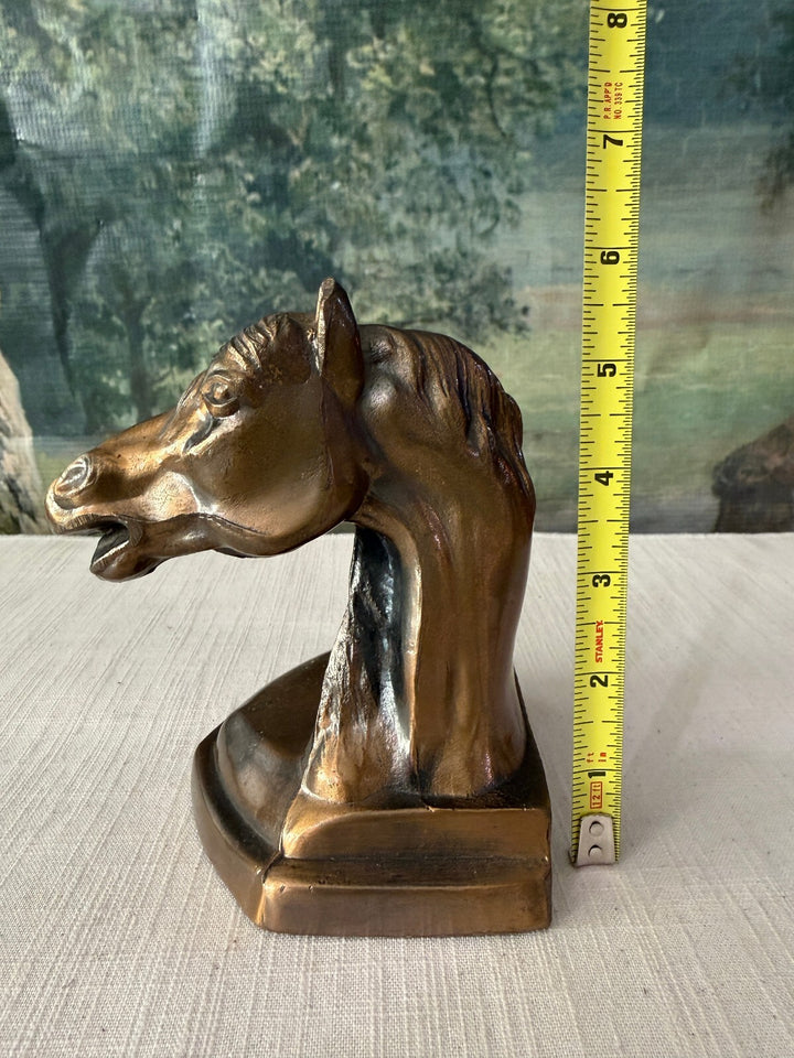 Brass Horse Head Bust and Bookend Figurine