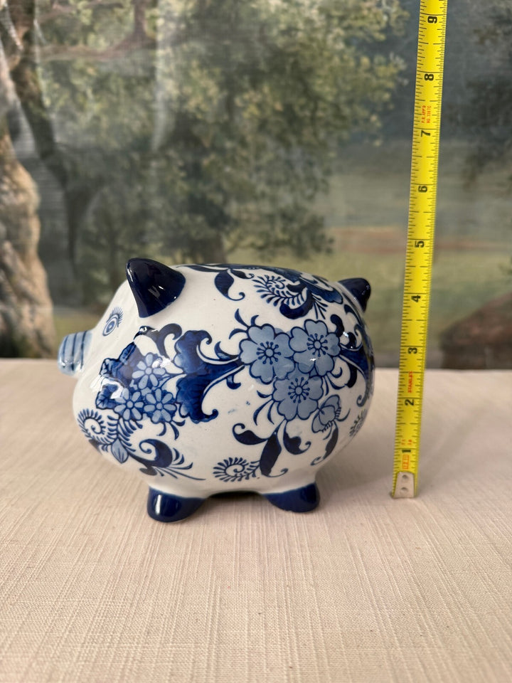 Blue and White Ceramic Piggy Bank