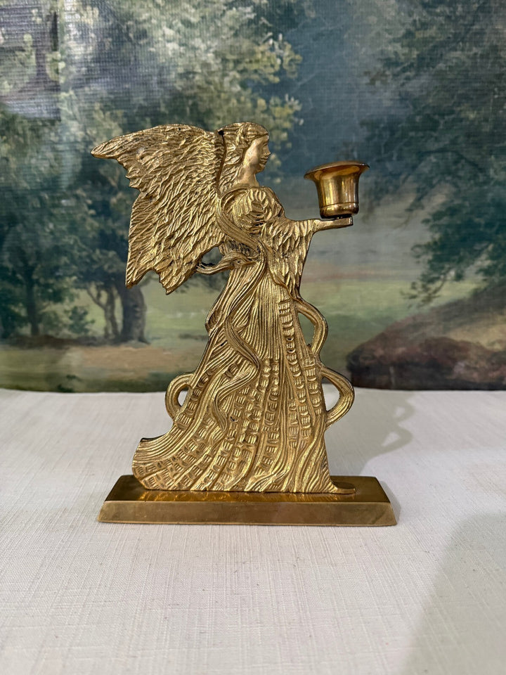 Brass Angel Candle Holder Figurine
