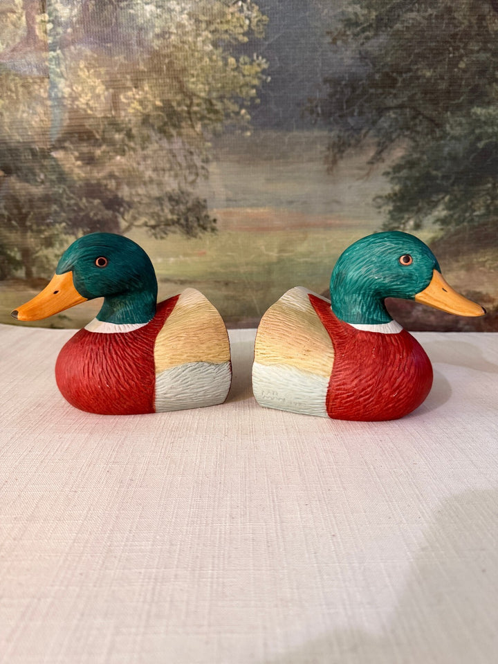 Pair of Wooden Mallard Duck Bookends