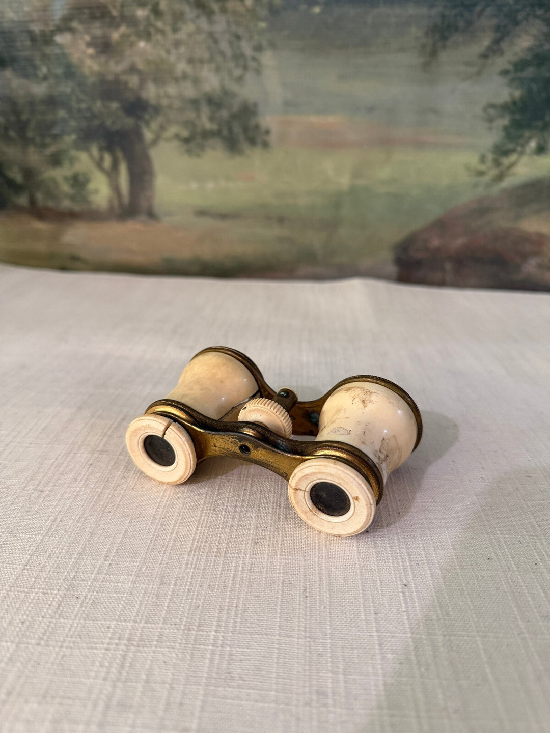 Vintage Opera Glasses Binoculars Brass and Ivory Tone