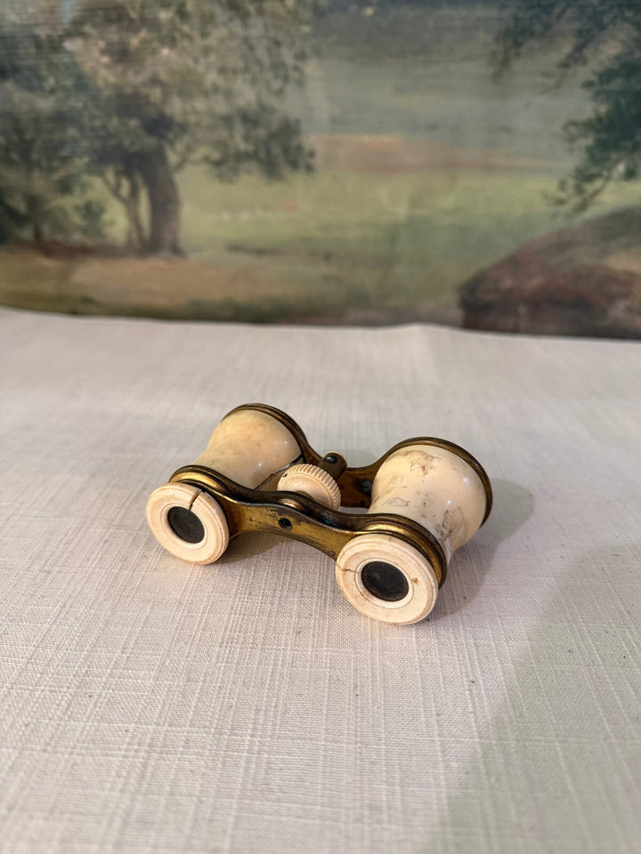 Vintage Opera Glasses Binoculars Brass and Ivory Tone