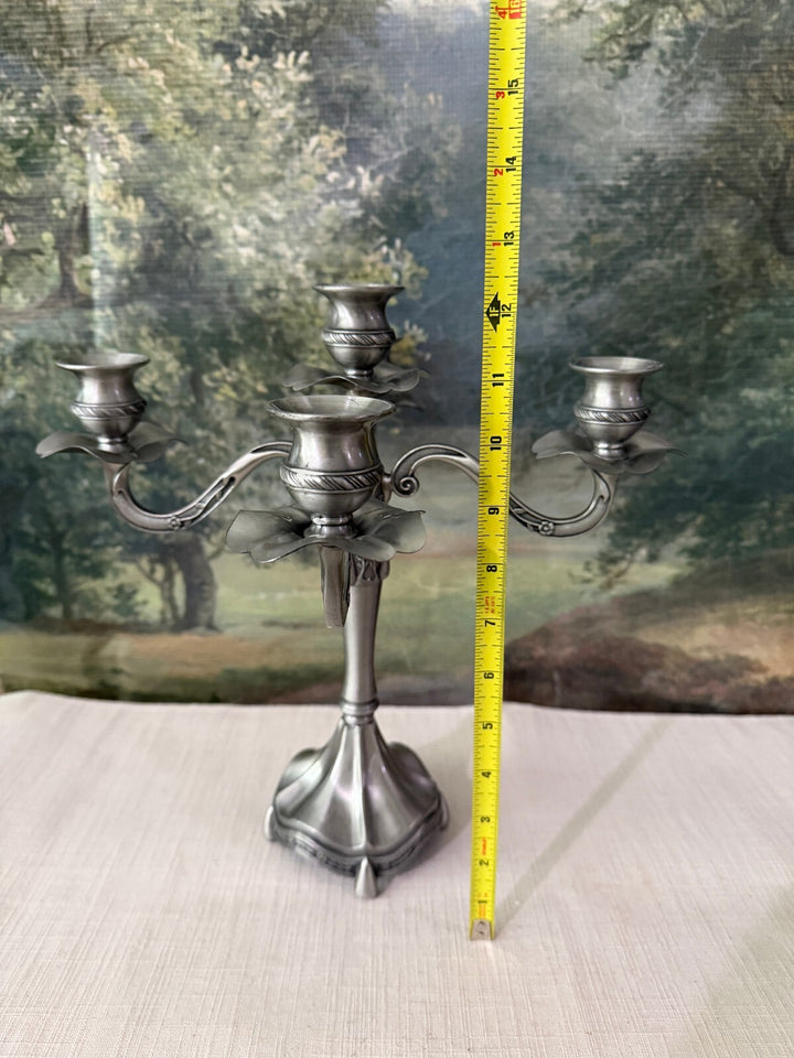 Silver tone 5 arm candelabra