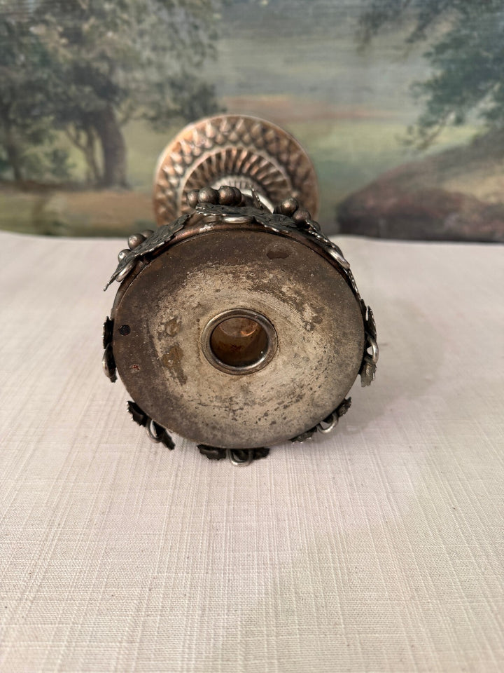Pair of metal grapevine candle holders