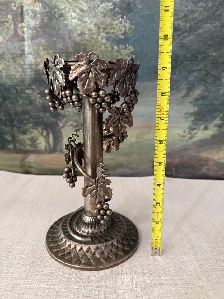 Pair of metal grapevine candle holders