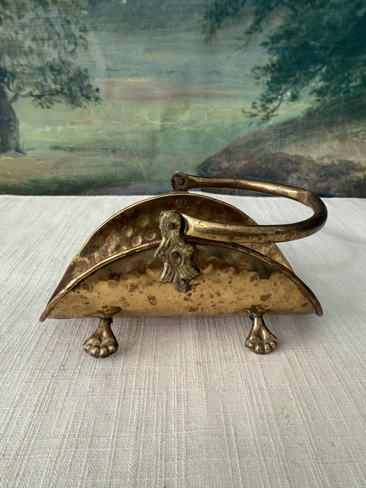 Hammered Brass Handled Letter Holder Basket