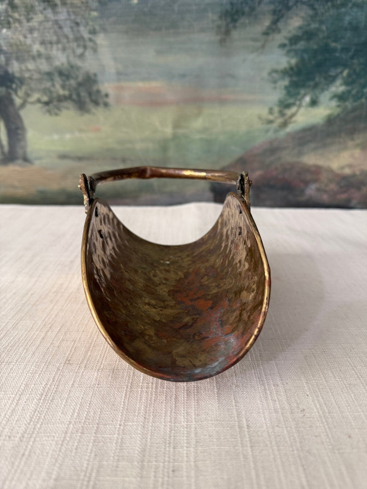 Hammered Brass Handled Letter Holder Basket