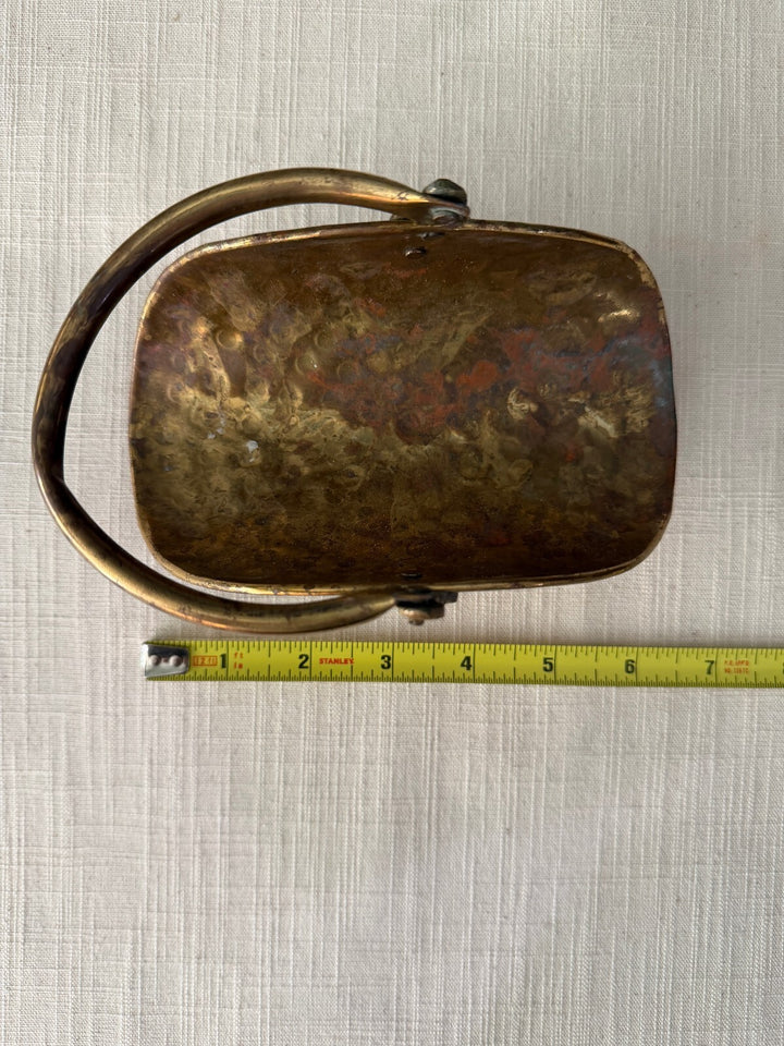 Hammered Brass Handled Letter Holder Basket