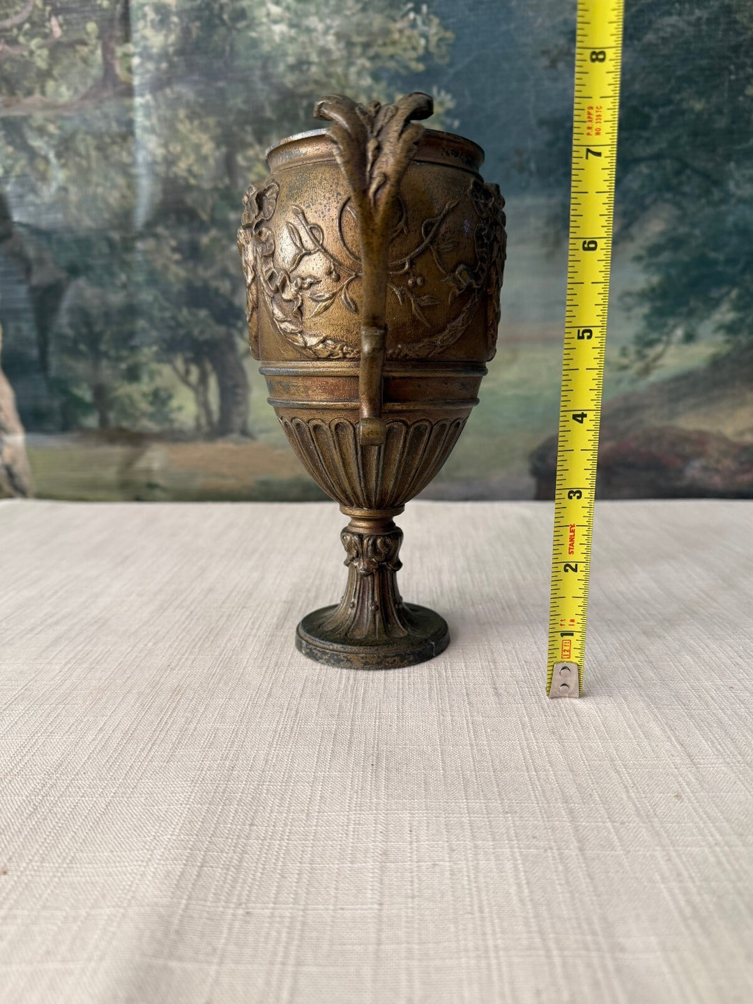 Antique Style Metal Urn Vase with Handles