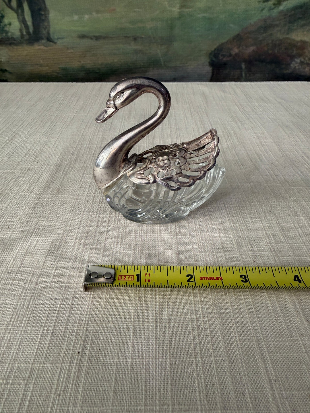 Pair of Swan Glass Salt Cellars