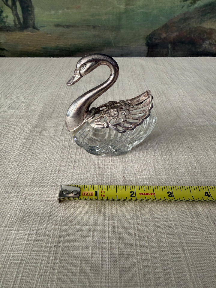 Pair of Swan Glass Salt Cellars