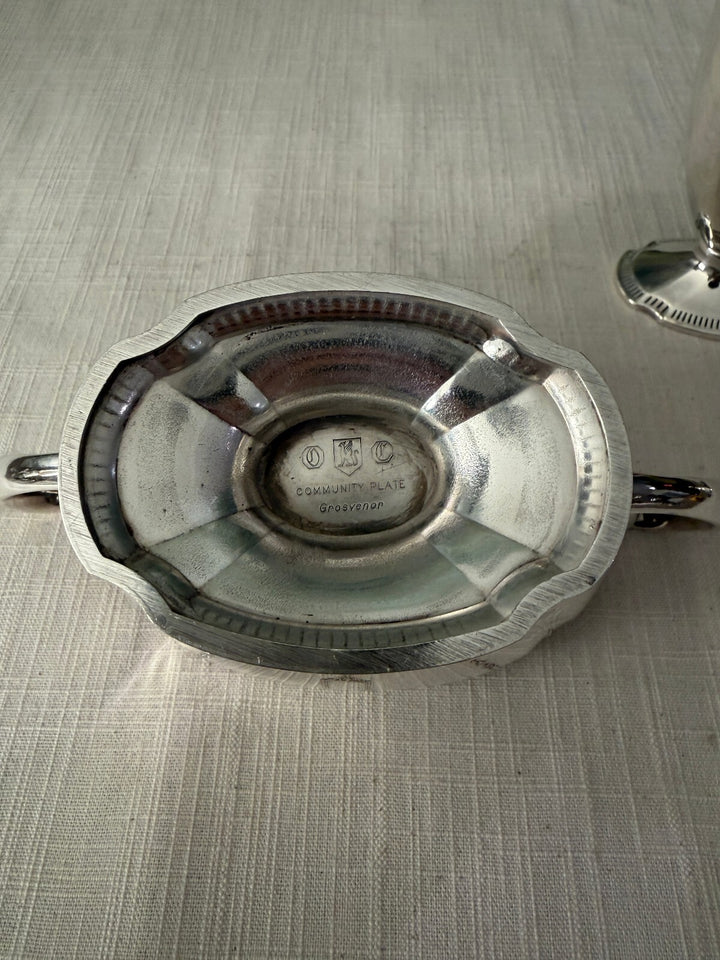 Silver Plate Creamer and Sugar Bowl Set