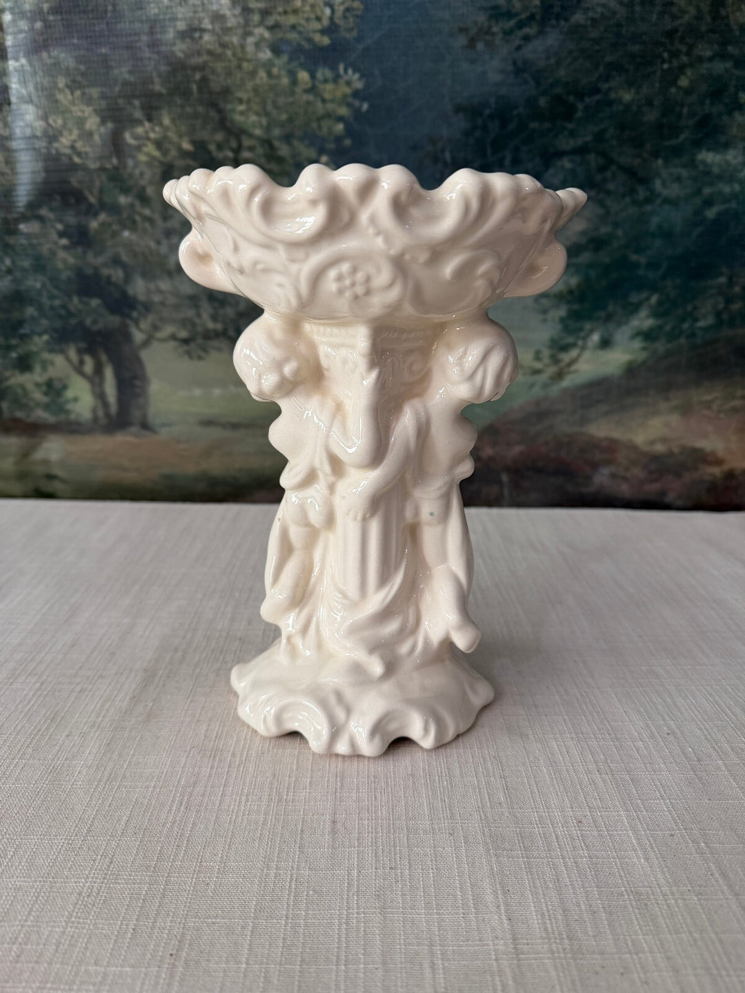 Cream Figural Cherub Vase