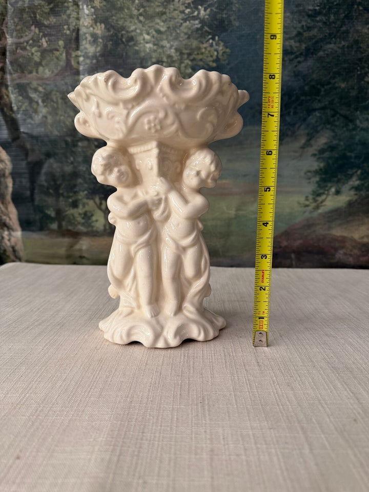 Cream Figural Cherub Vase