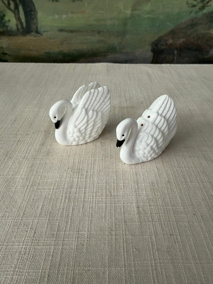 Pair of White Swan Salt and Pepper Shakers