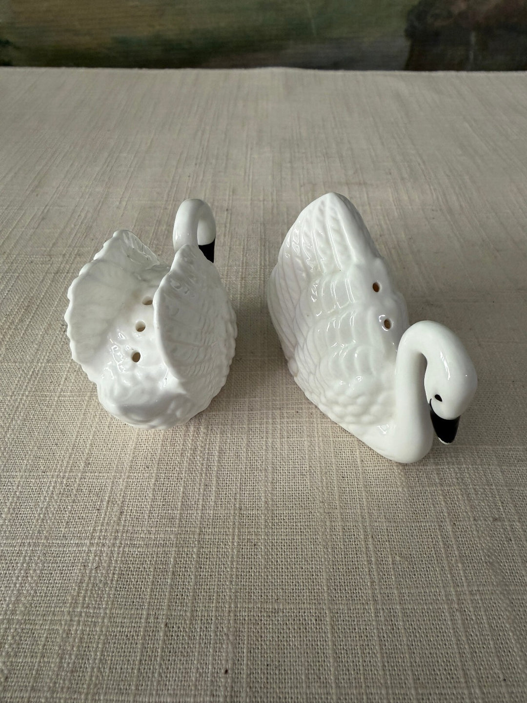 Pair of White Swan Salt and Pepper Shakers