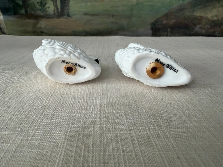 Pair of White Swan Salt and Pepper Shakers