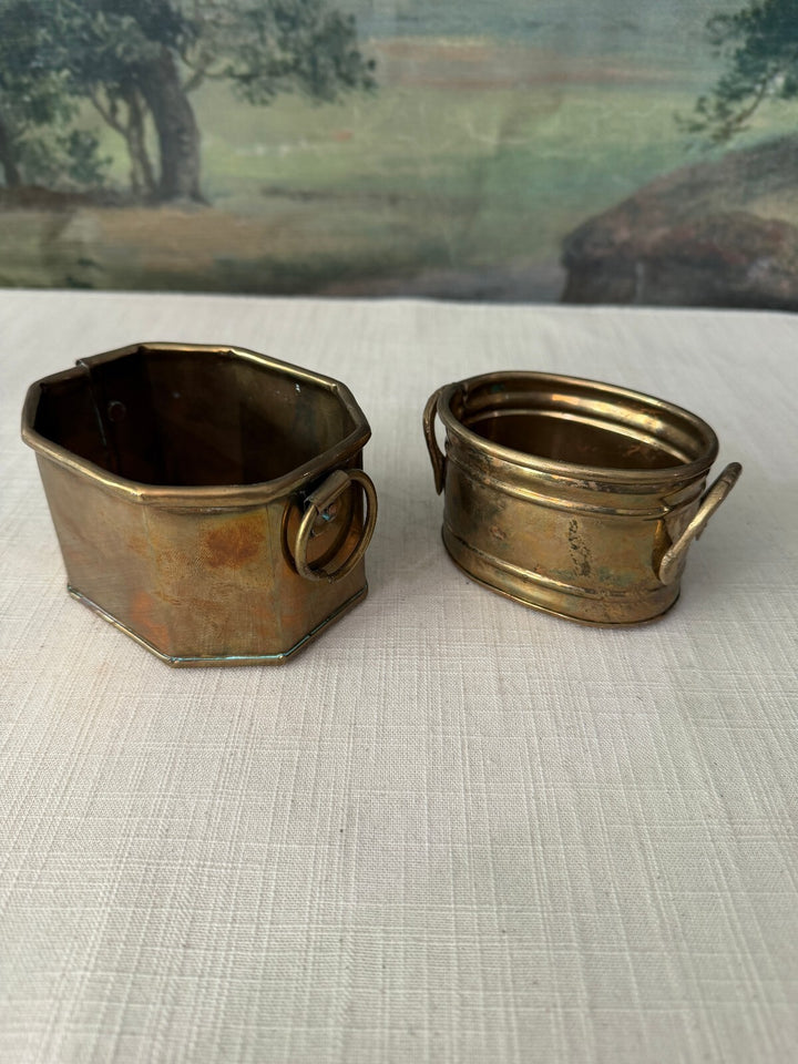 Pair of Brass Planters with Ring Handles
