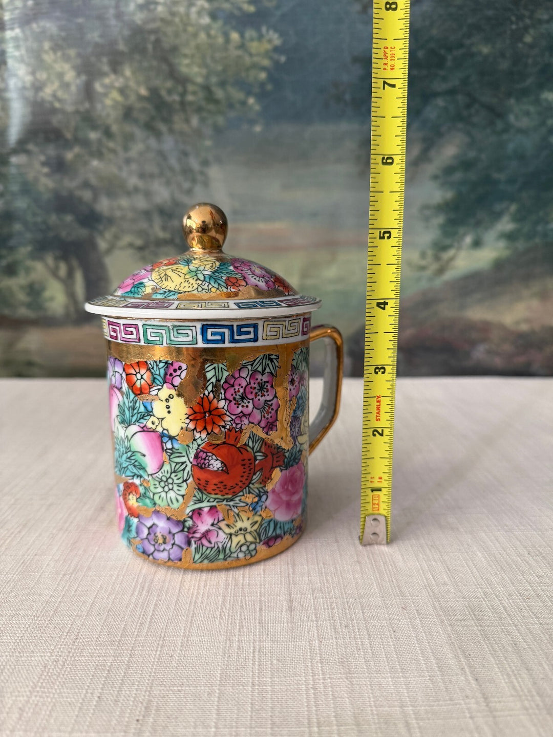 Pair of Chinese Famille Rose Porcelain Lidded Mugs