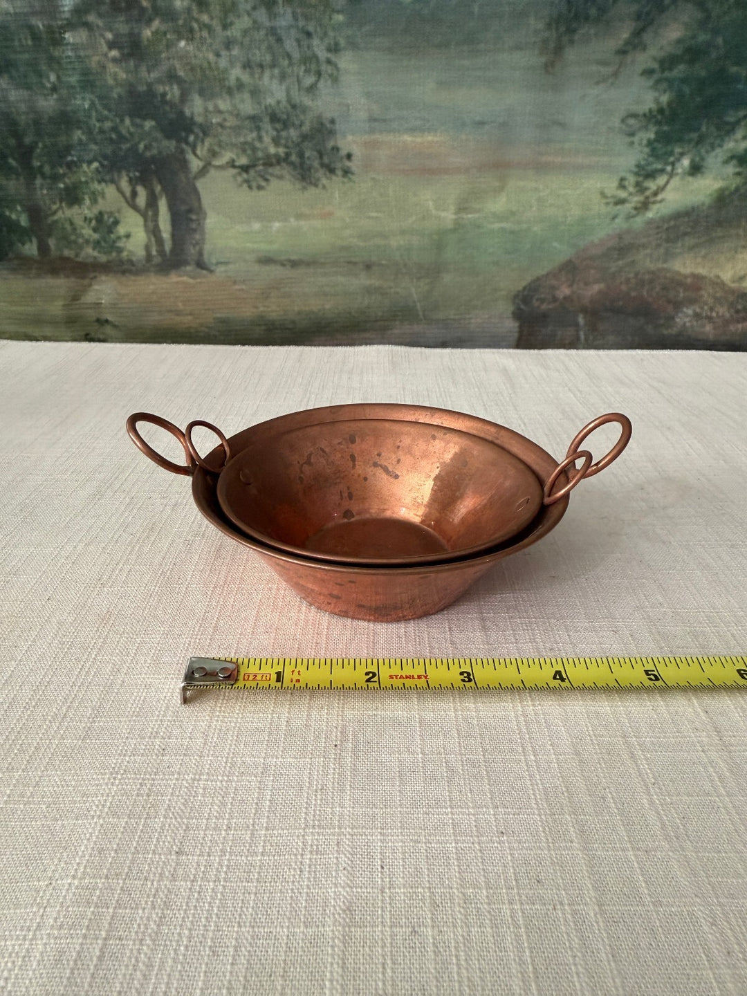 Pair of Small Copper Bowls with Handles